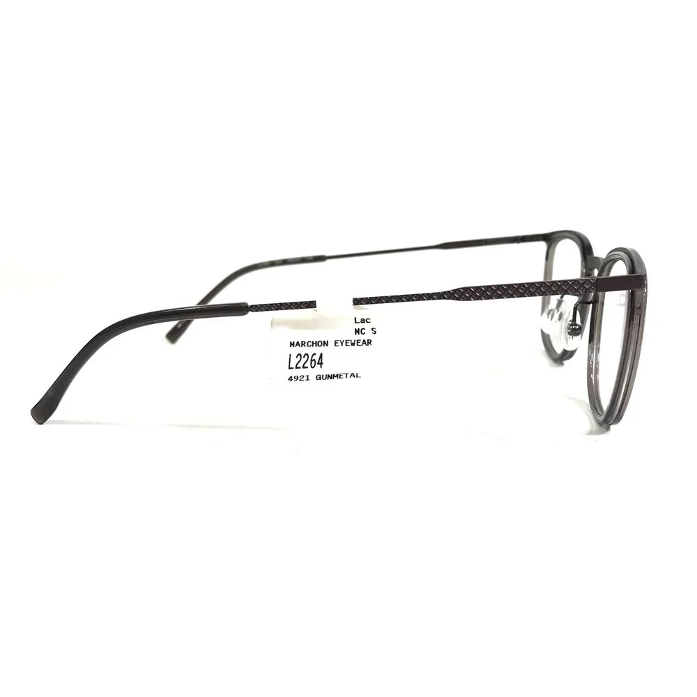 Lacoste Eyeglasses Frames L2264 024 Gunmetal Clear Brown Square 49-21-145